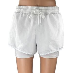 RBX Women's White Elastic Waist Drawstring Activewear Running Sweat Shorts M